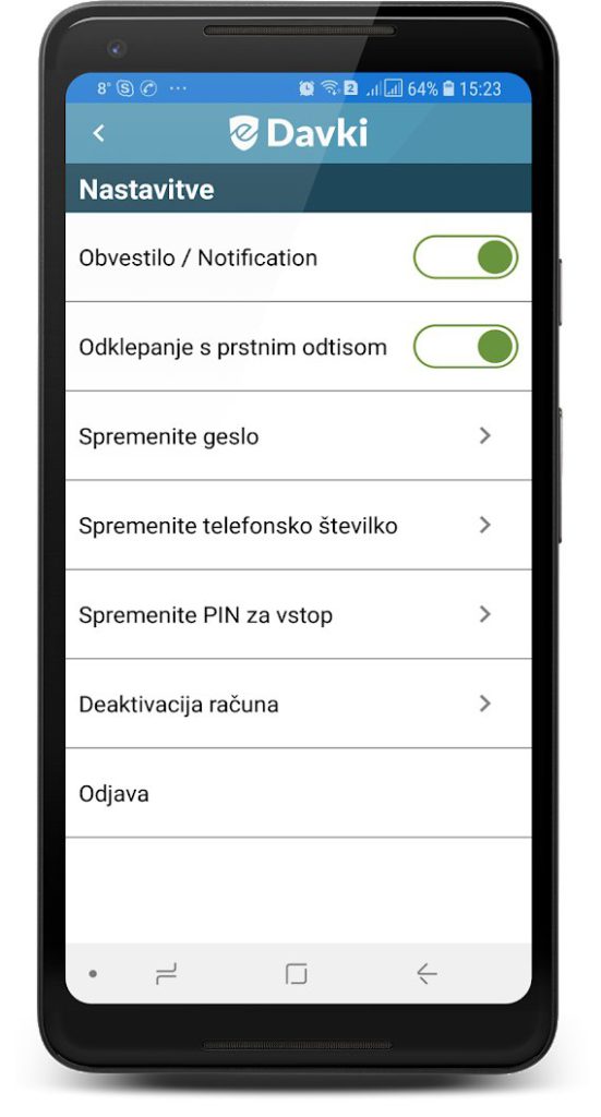 Edavki mobilna aplikacija - Mobilion